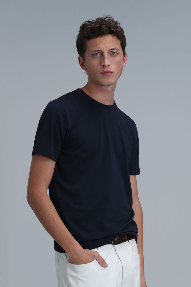Lufian Erkek Pablo Modern Grafik T-Shirt 111020223 Lacivert - 7