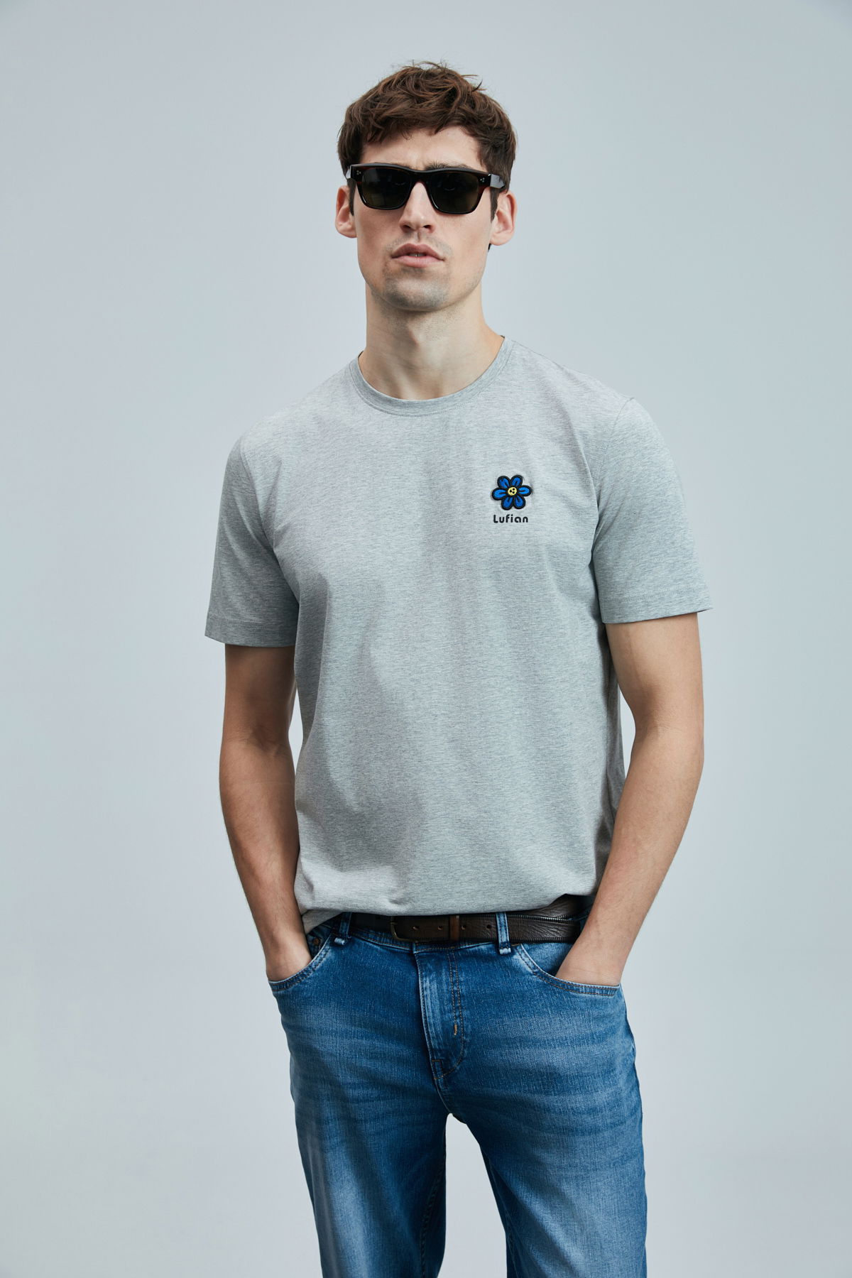 Lufian Erkek Peace Modern Grafik T-Shirt 111020246 Gri - 1