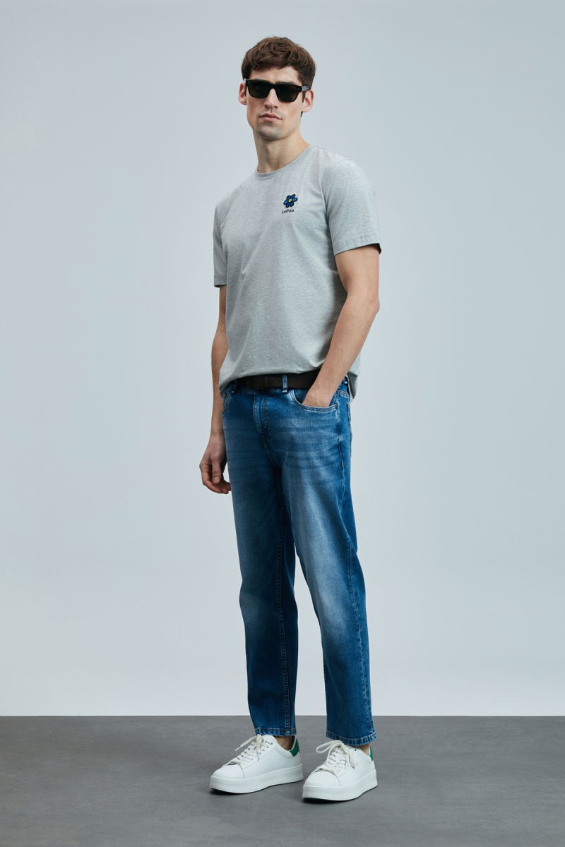 Lufian Erkek Peace Modern Grafik T-Shirt 111020246 Gri - 2