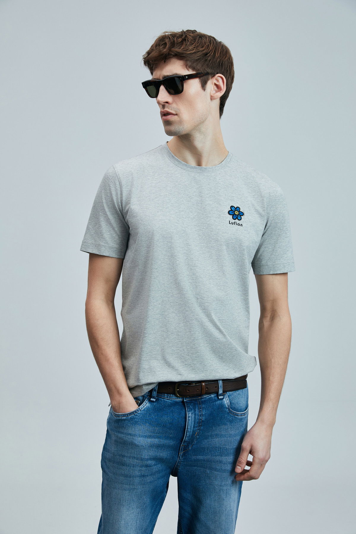 Lufian Erkek Peace Modern Grafik T-Shirt 111020246 Gri - 3