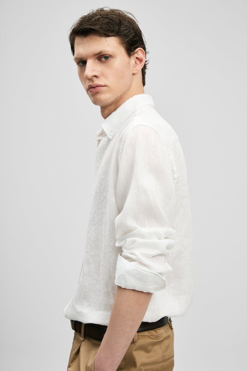 Lufian Erkek Pitaya Comfort Fit Keten Gömlek 111010654 Beyaz - 3