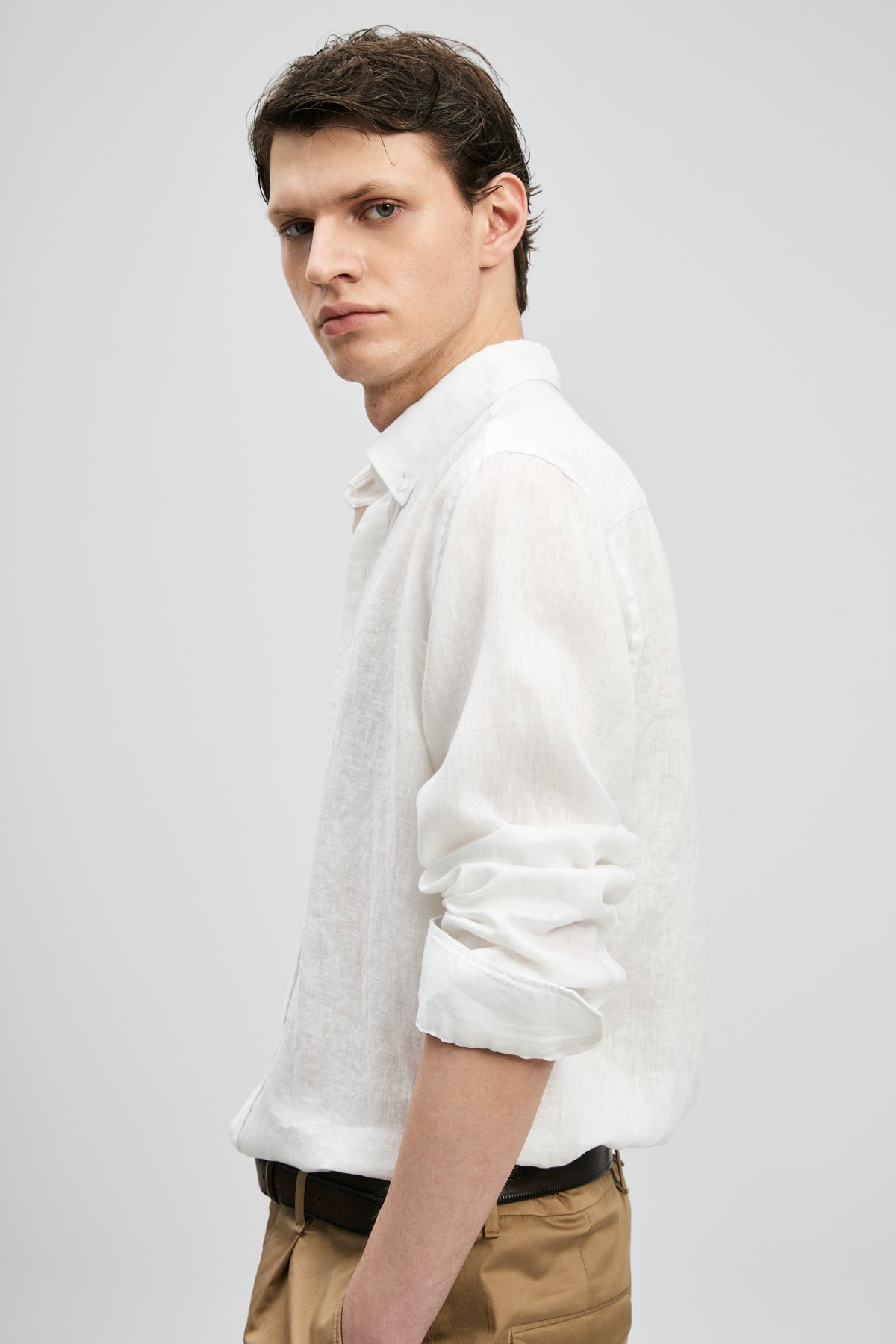 Lufian Erkek Pitaya Comfort Fit Keten Gömlek 111010654 Beyaz - 3