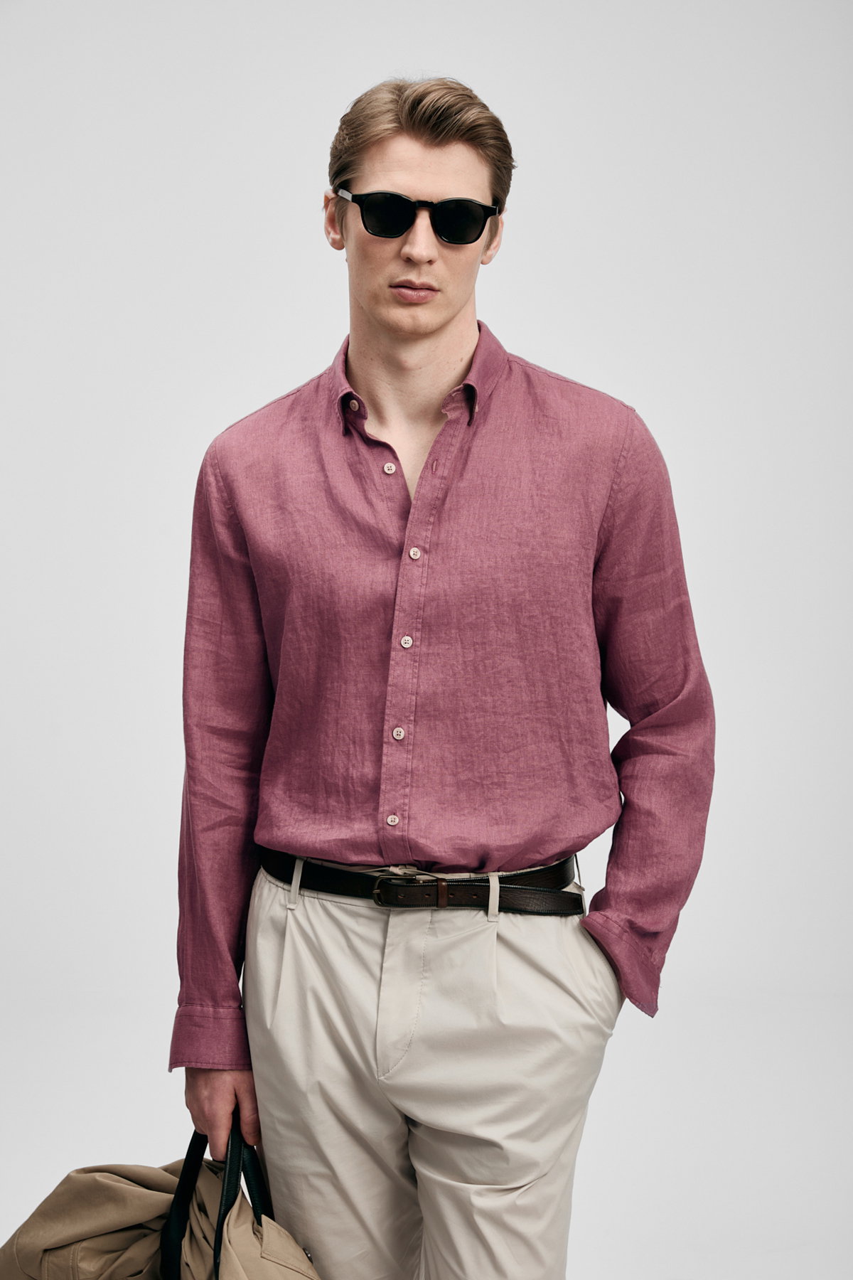 Lufian Erkek Pitaya Comfort Fit Keten Gömlek 111010654 Gül Kurusu - 3