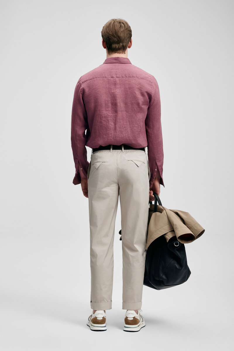 Lufian Erkek Pitaya Comfort Fit Keten Gömlek 111010654 Gül Kurusu - 4