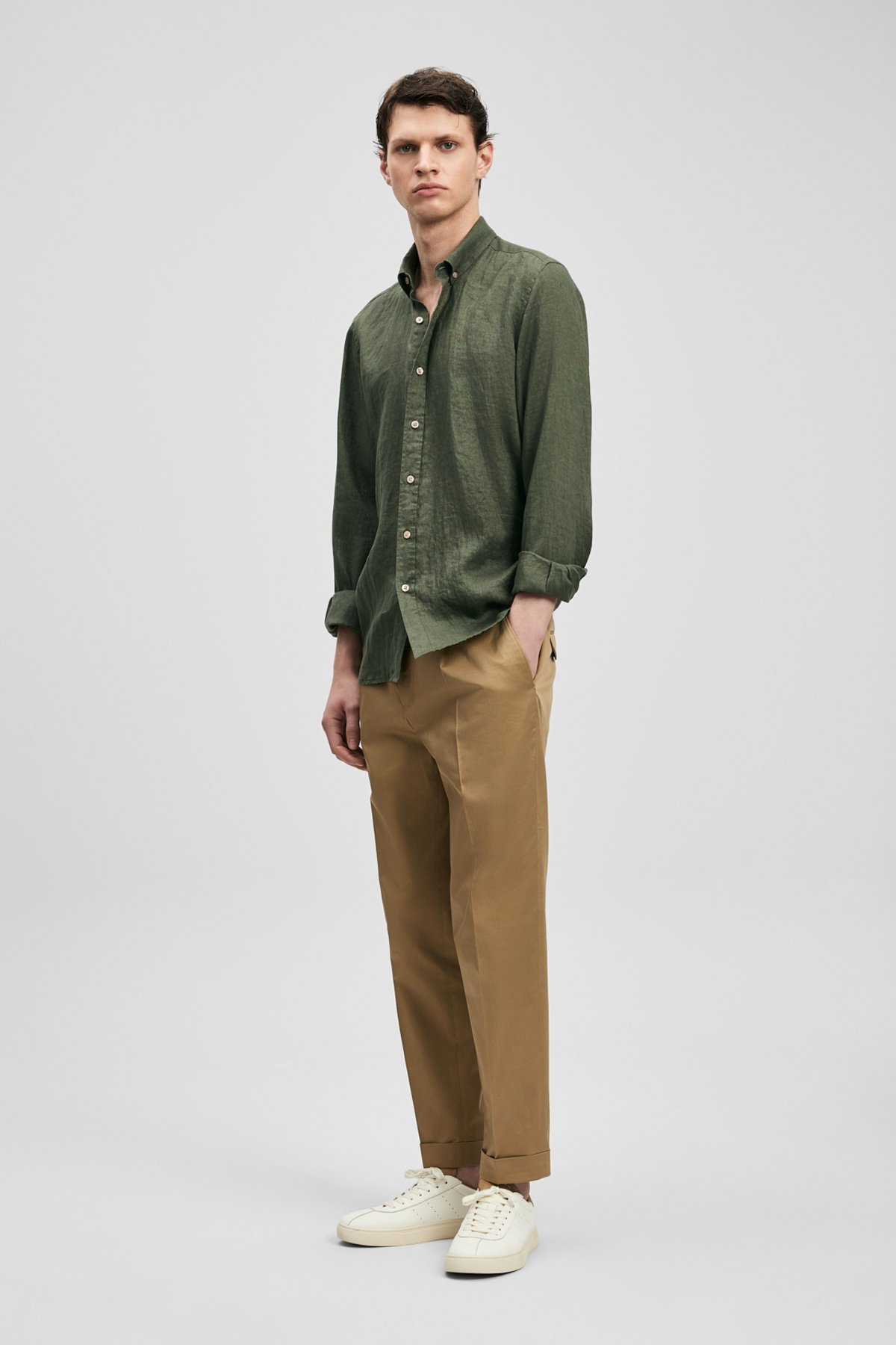 Lufian Erkek Pitaya Comfort Fit Keten Gömlek 111010654 Haki - 2
