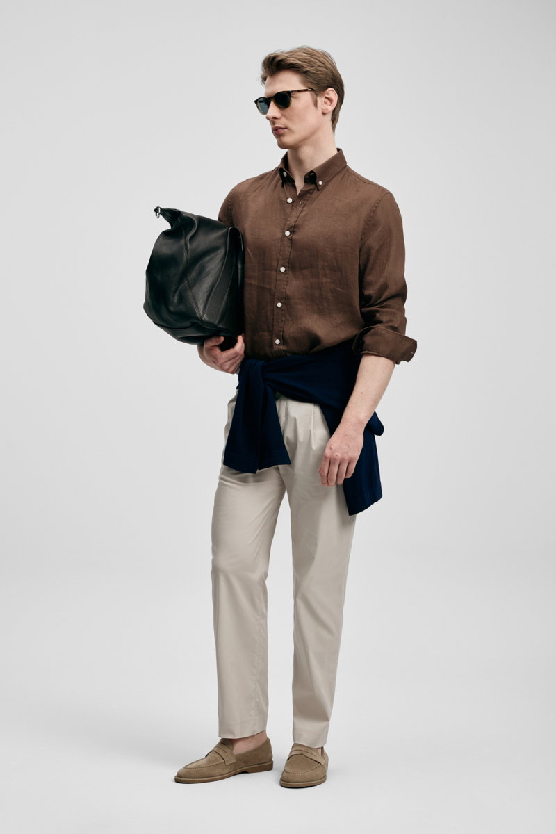 Lufian Erkek Pitaya Comfort Fit Keten Gömlek 111010654 Koyu Kahve - 3