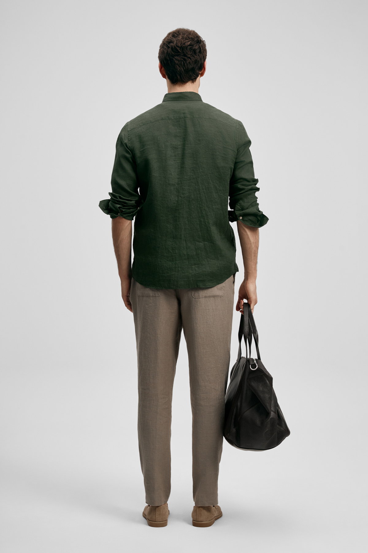 Lufian Erkek Pitaya Comfort Fit Keten Gömlek 111010654 Koyu Yeşil - 4