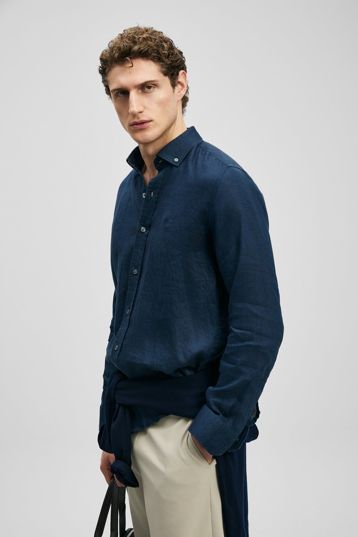 Lufian Erkek Pitaya Comfort Fit Keten Gömlek 111010654 Lacivert - 3