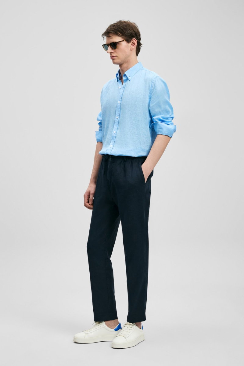 Lufian Erkek Pitaya Comfort Fit Keten Gömlek 111010654 Mavi - 2