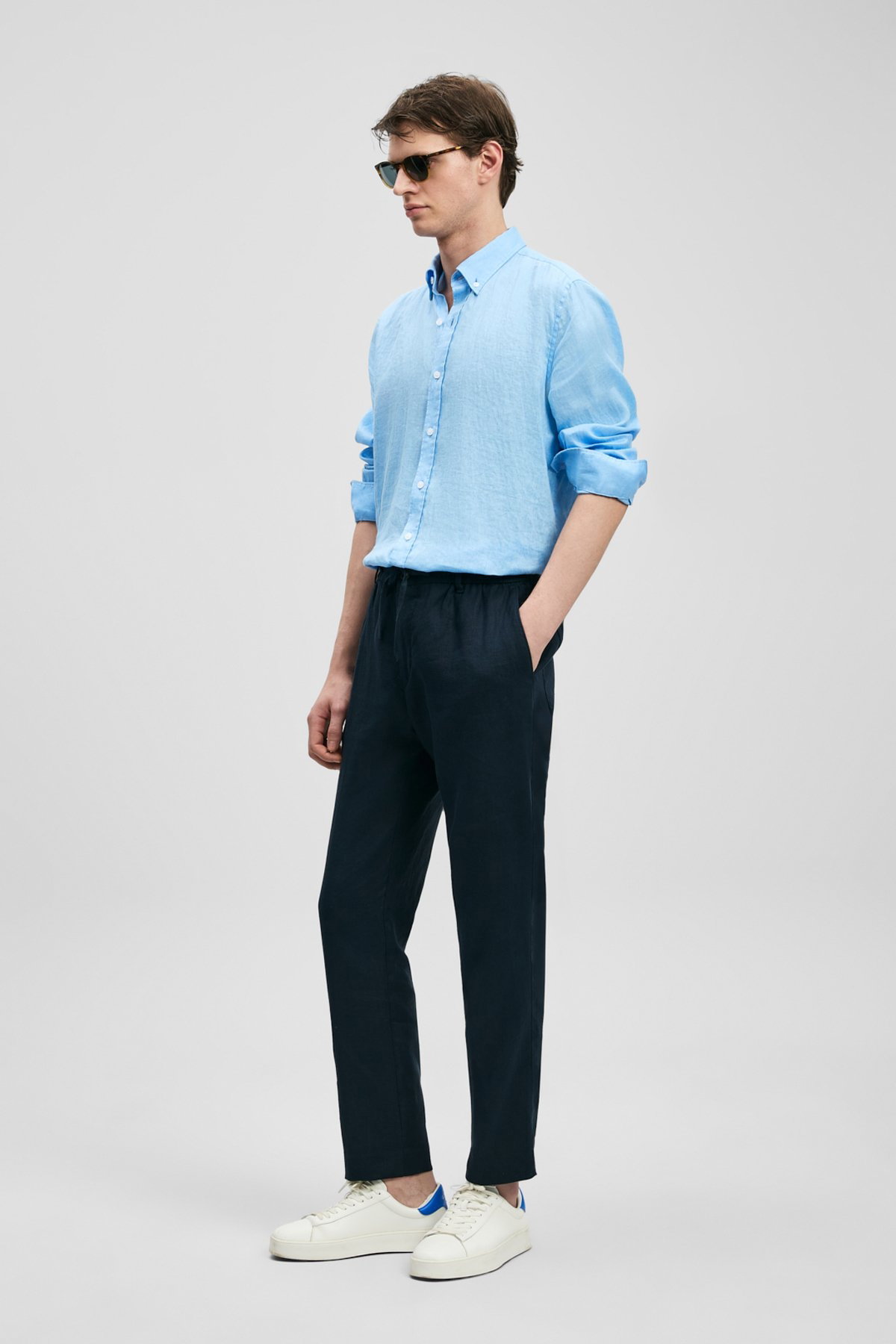 Lufian Erkek Pitaya Comfort Fit Keten Gömlek 111010654 Mavi - 2