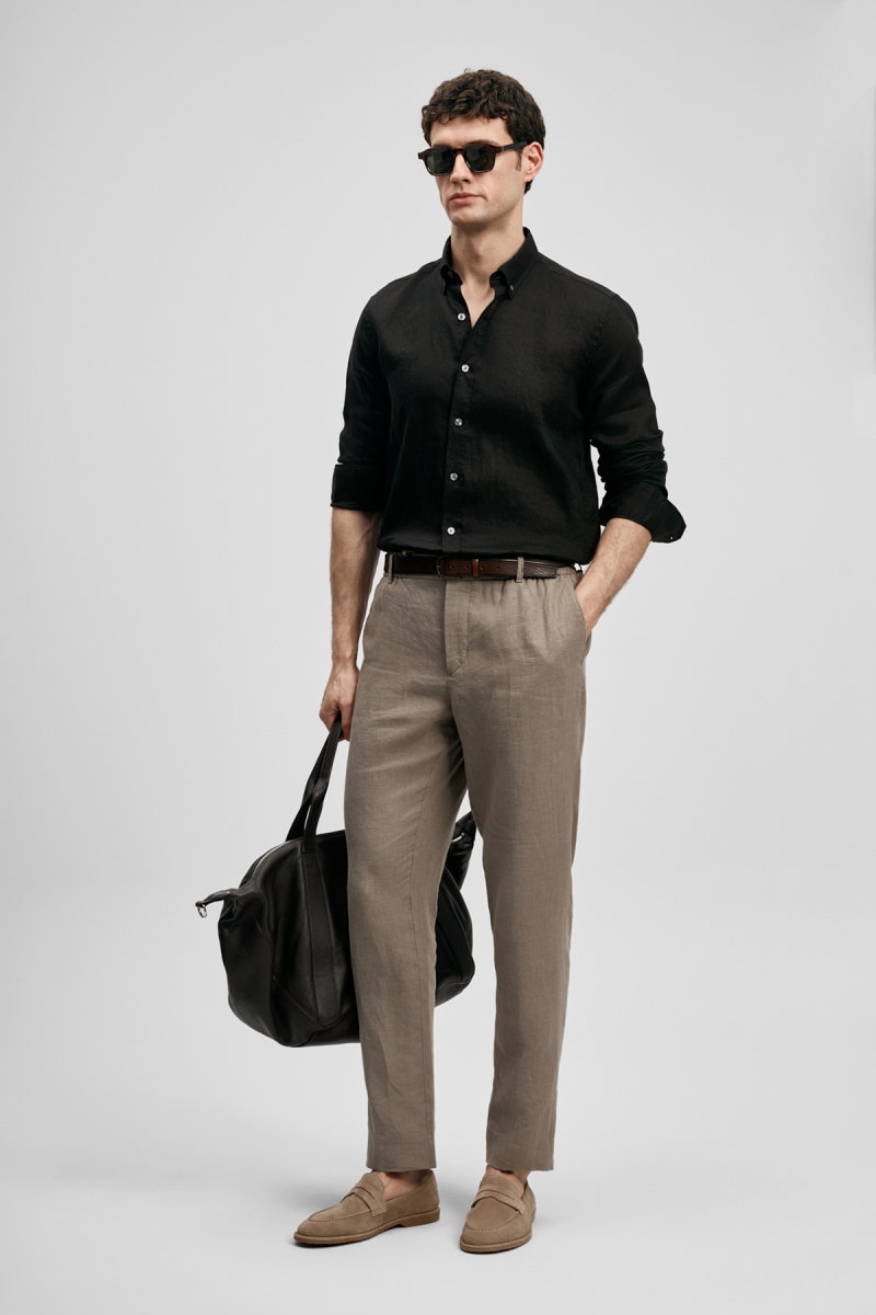 Lufian Erkek Pitaya Comfort Fit Keten Gömlek 111010654 Siyah - 2