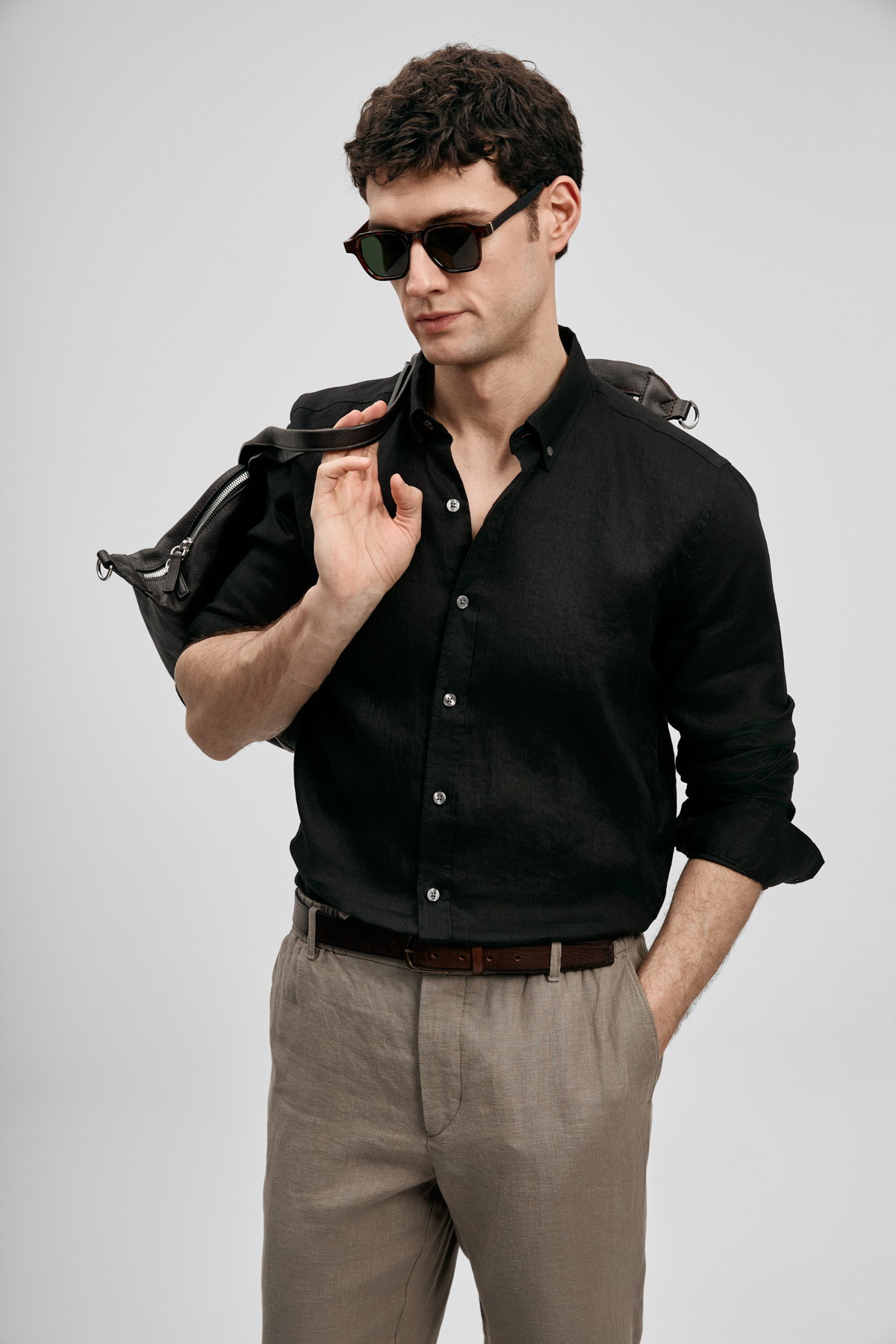 Lufian Erkek Pitaya Comfort Fit Keten Gömlek 111010654 Siyah - 3