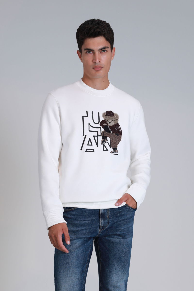 Lufian Erkek Pıtcher Sweatshirt 112030138 Kırık Beyaz - 1