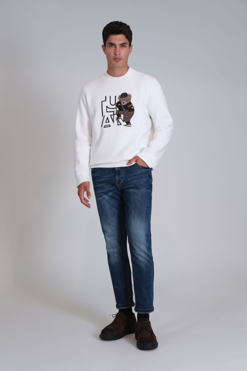 Lufian Erkek Pıtcher Sweatshirt 112030138 Kırık Beyaz - 2