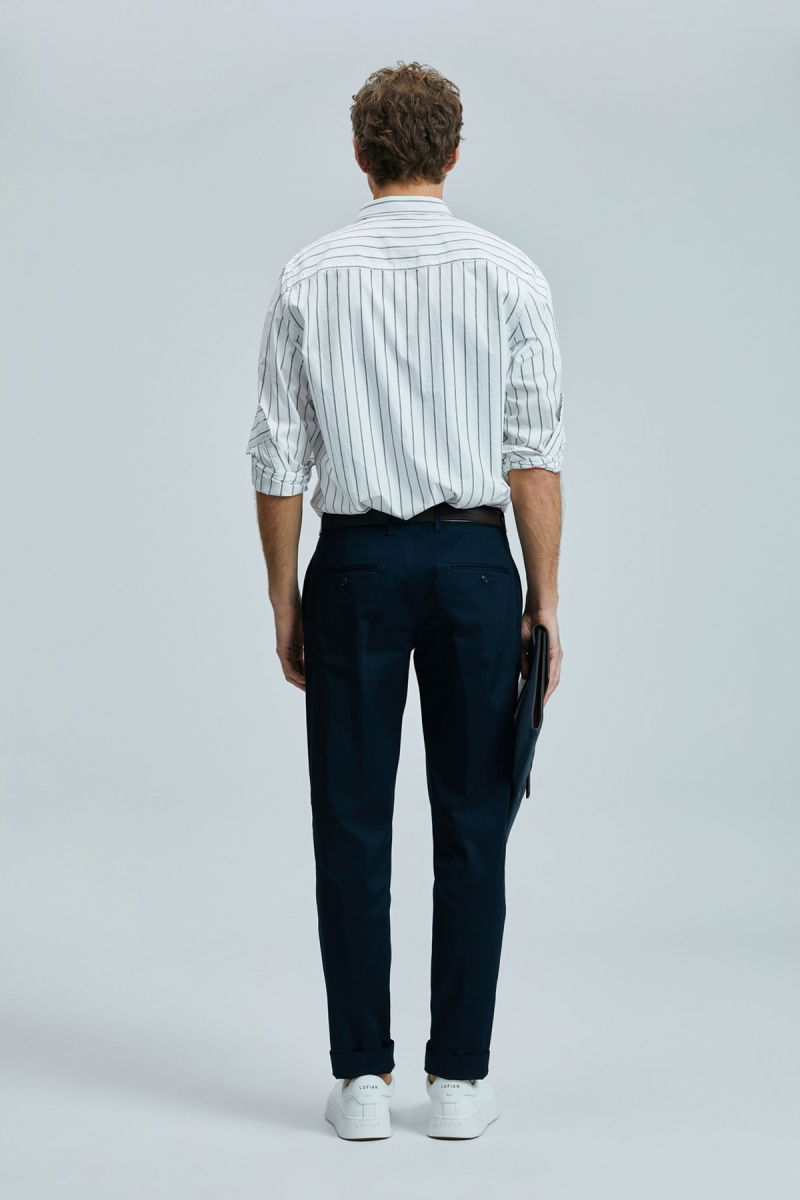 Lufian Erkek Plus Smart Slim Fit Chino Pantolon 111190339 Lacivert - 4