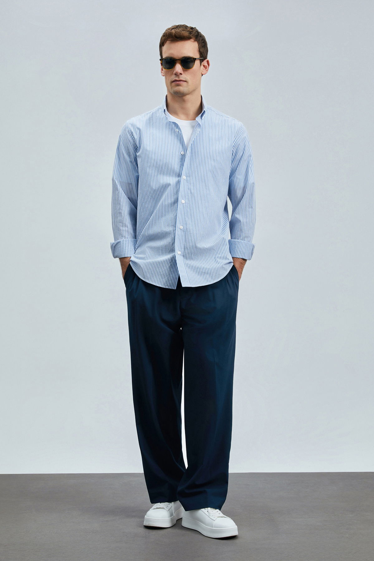 Lufian Erkek Regular Fit Charles Basic Gömlek 111010638 Mavi - 2