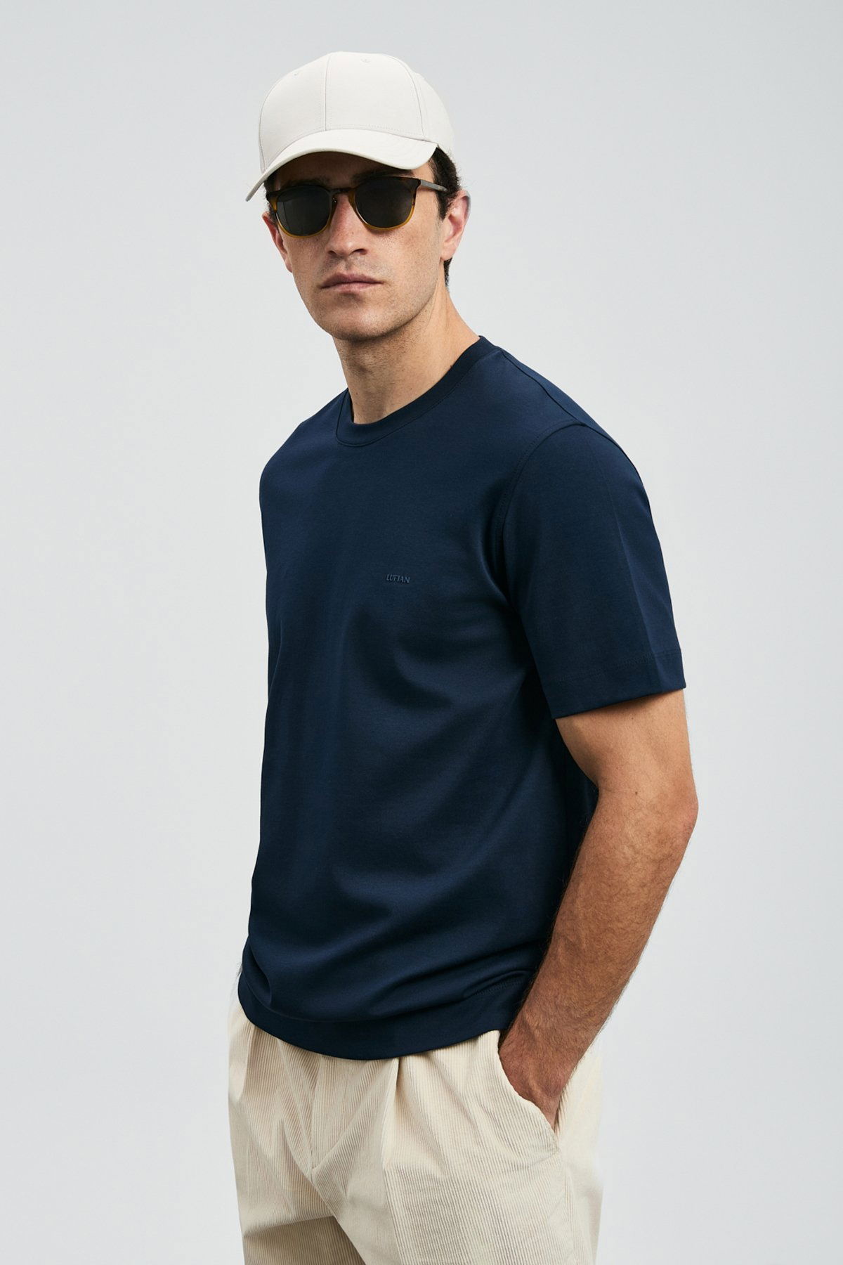 Lufian Erkek Roland Basic T-Shirt 112020058 Lacivert - 1