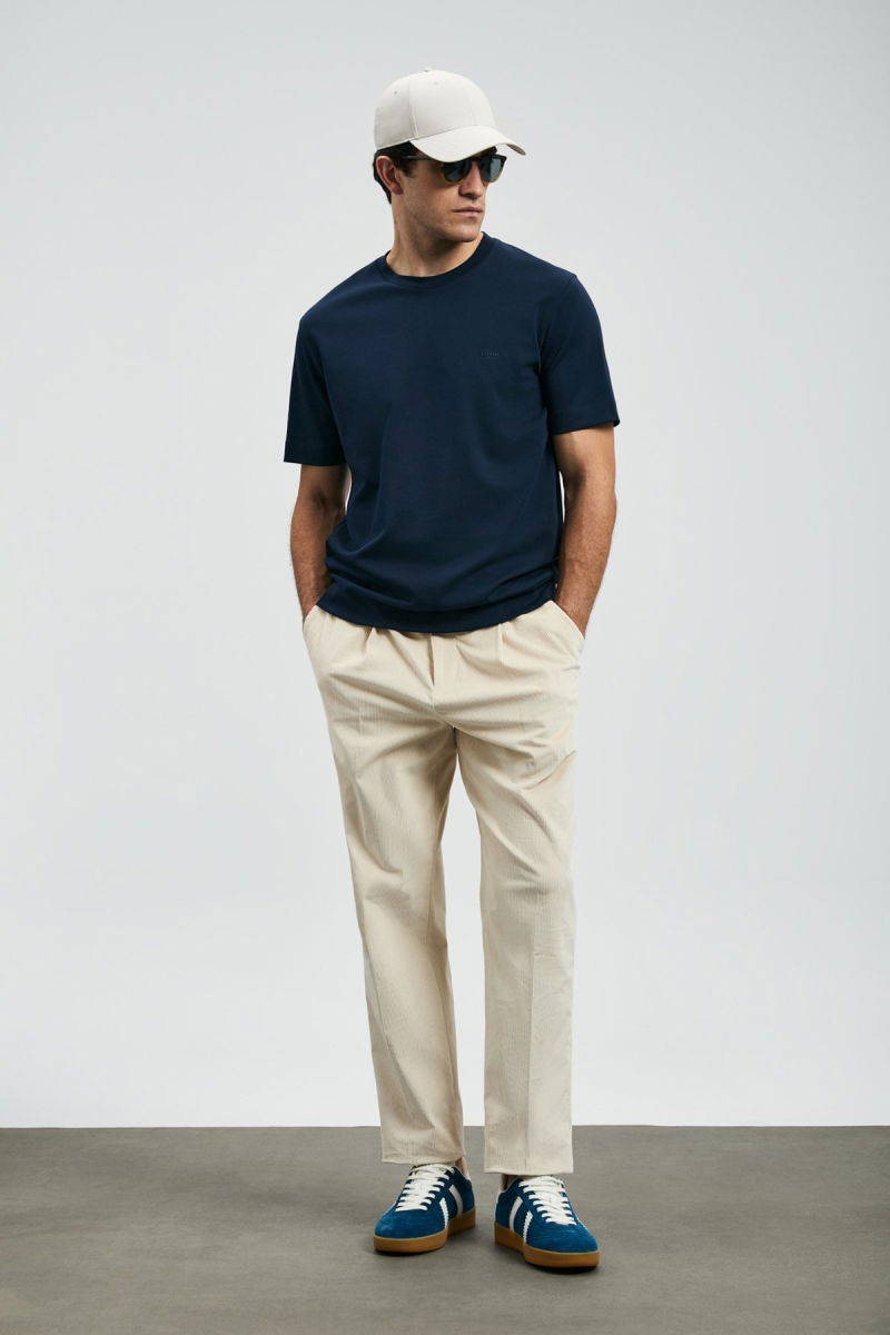 Lufian Erkek Roland Basic T-Shirt 112020058 Lacivert - 2