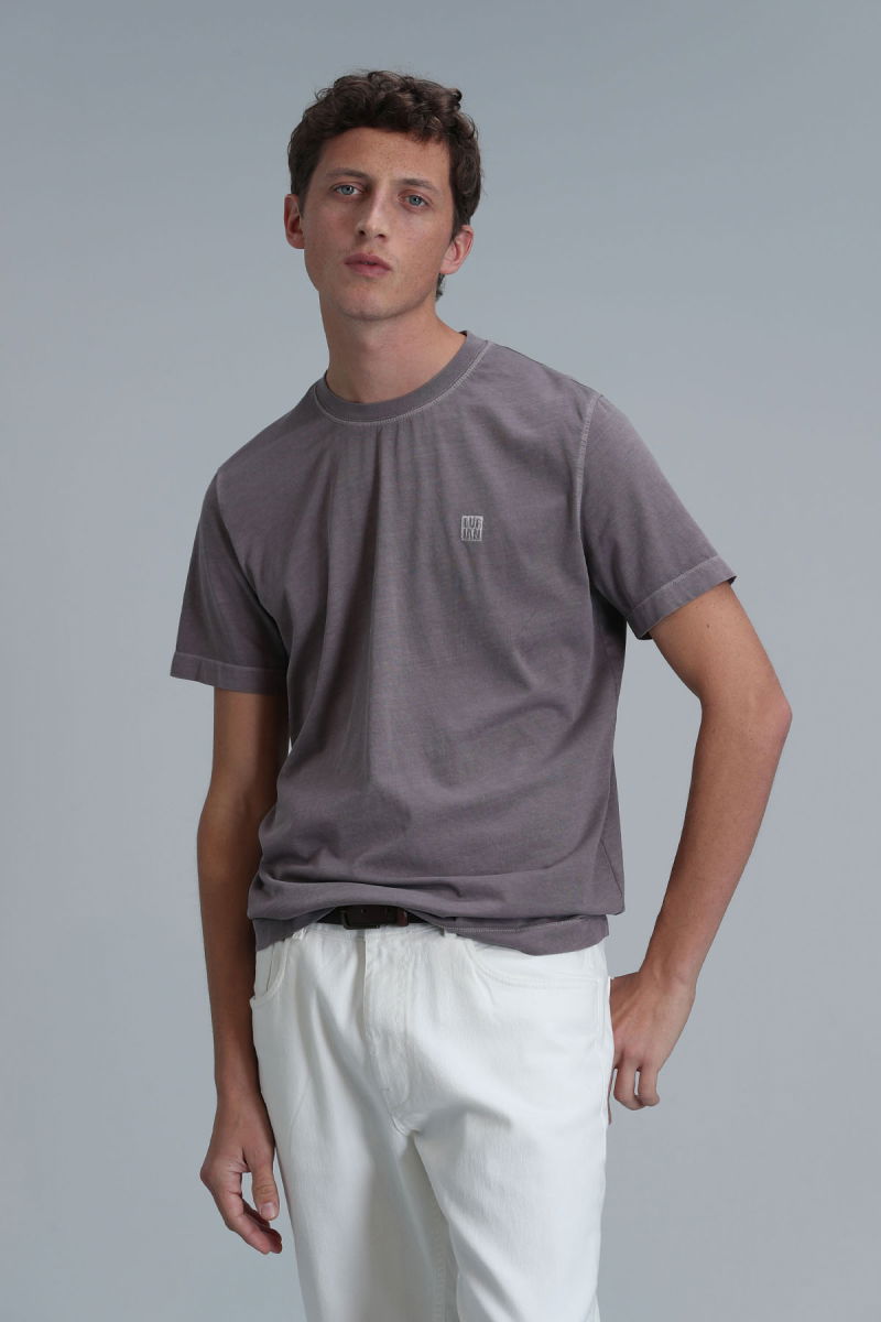 Lufian Erkek Sarder Basic T-Shirt 111020216 Vizon 