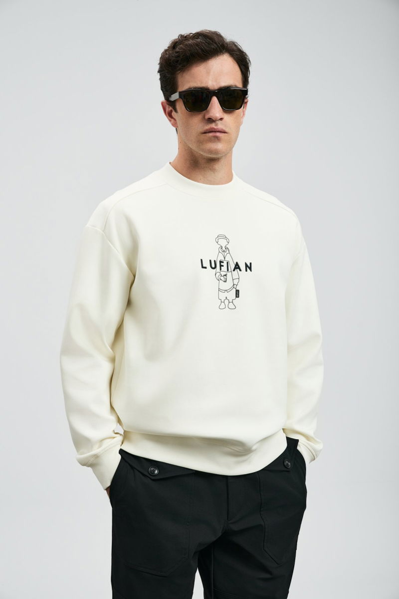 Lufian Erkek Sımba Sweatshirt 112030175 Kırık Beyaz - 2