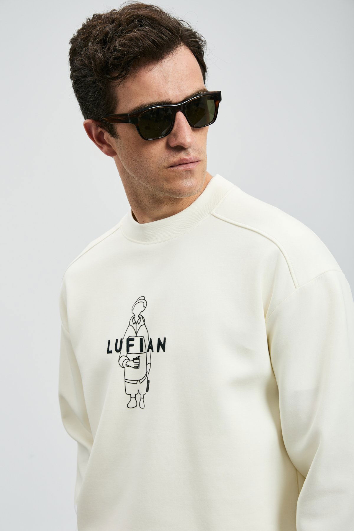 Lufian Erkek Sımba Sweatshirt 112030175 Kırık Beyaz - 3