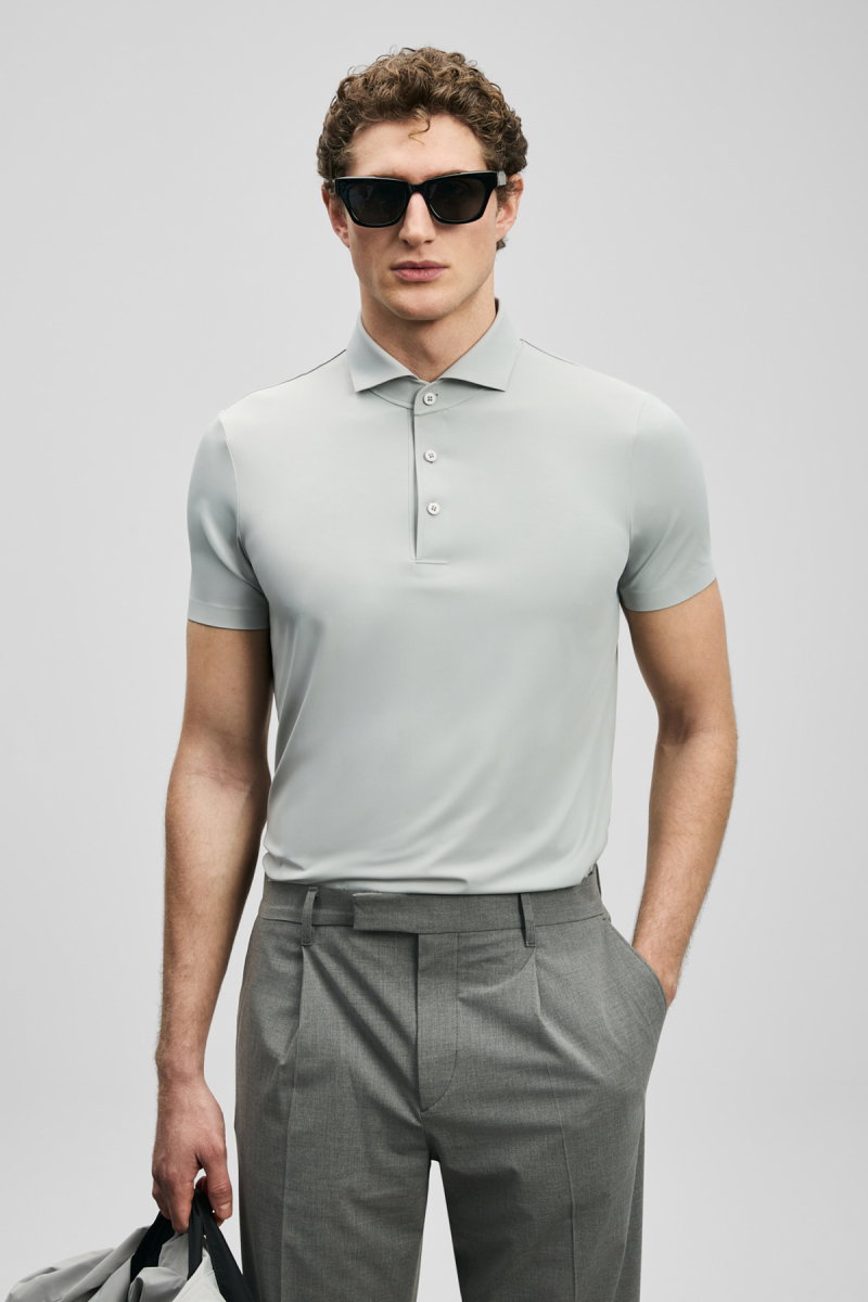 Lufian Erkek Spencer Hi- Tech Performance Dikişsiz Polo T-Shirt 111040240 Açık Gri - Lufian