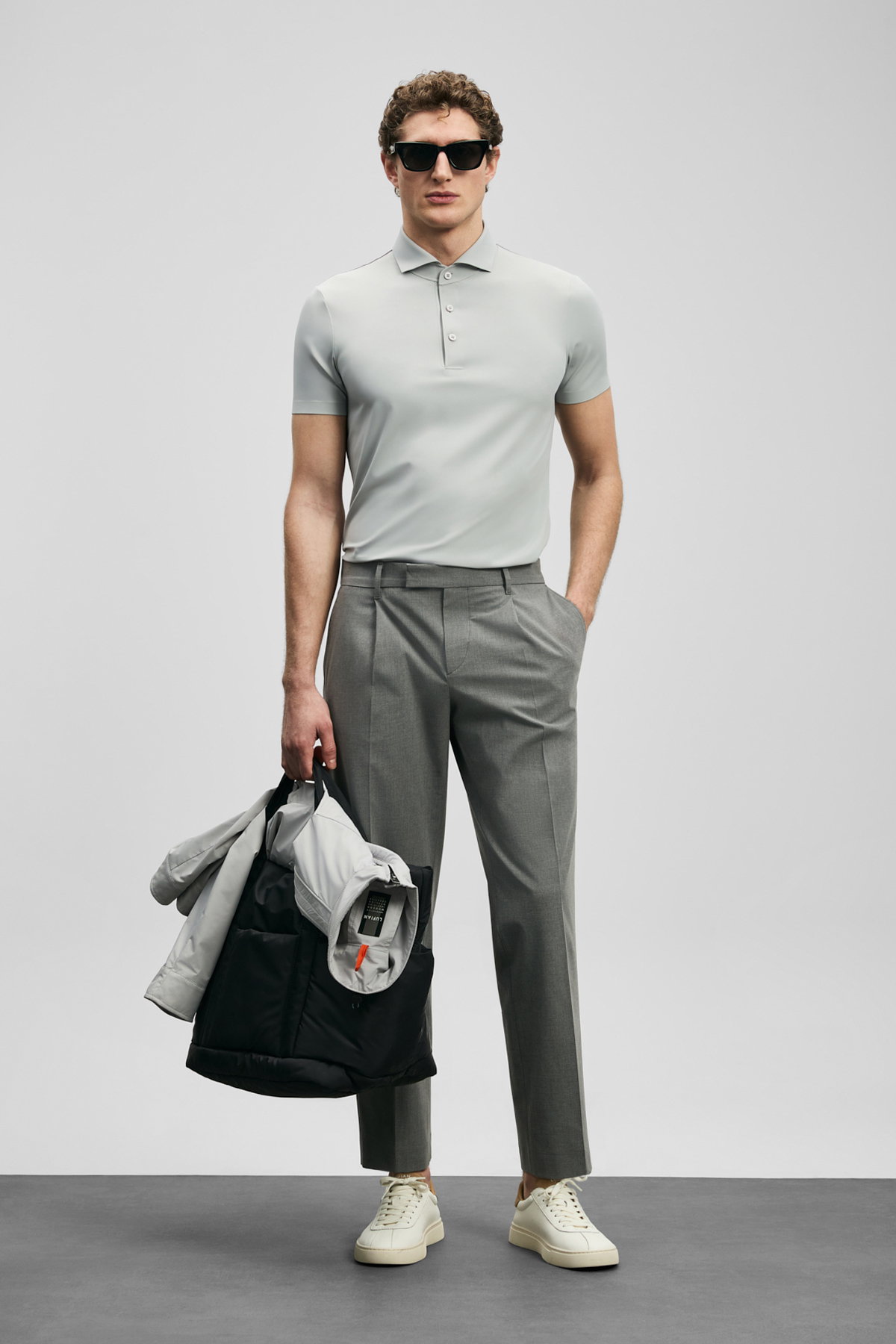 Lufian Erkek Spencer Hi- Tech Performance Dikişsiz Polo T-Shirt 111040240 Açık Gri - 2