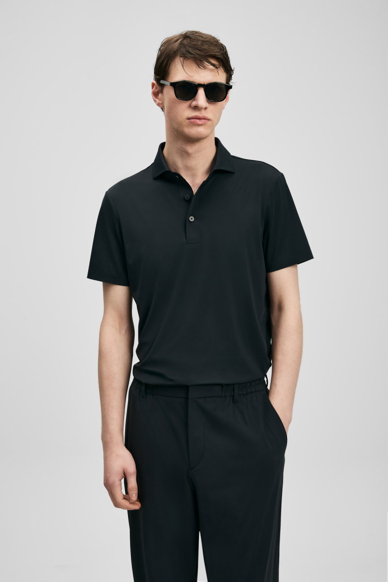 Lufian Erkek Spencer Hi- Tech Performance Dikişsiz Polo T-Shirt 111040240 Siyah 