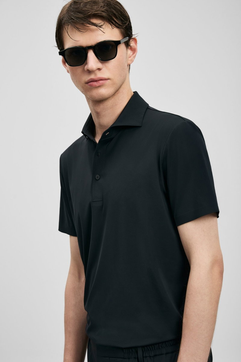Lufian Erkek Spencer Hi- Tech Performance Dikişsiz Polo T-Shirt 111040240 Siyah - 3