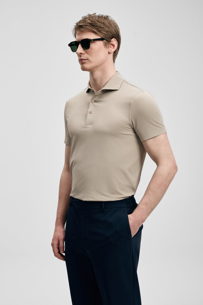 Lufian Erkek Spencer Hi- Tech Performance Dikişsiz Polo T-Shirt 111040240 Toprak 
