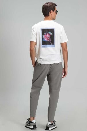 Lufian Erkek Stewart Modern Grafik T-Shirt 111020161 Kırık Beyaz - 6