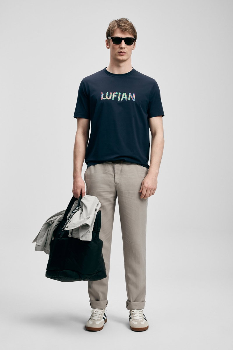 Lufian Erkek Surge Modern Grafik T-Shirt 111020317 Lacivert - 2