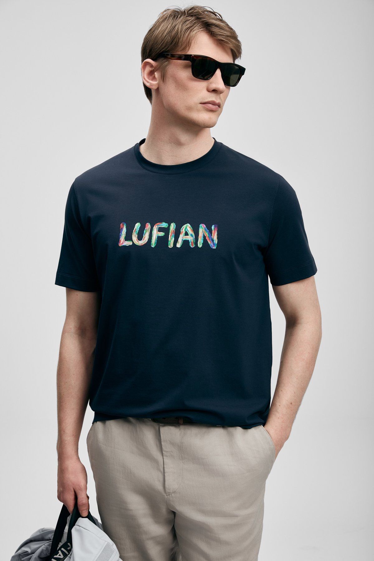 Lufian Erkek Surge Modern Grafik T-Shirt 111020317 Lacivert - 3