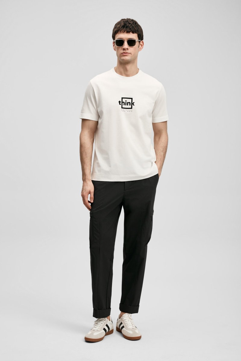 Lufian Erkek Thınk Modern Grafik T-Shirt 111020310 Kırık Beyaz - 2