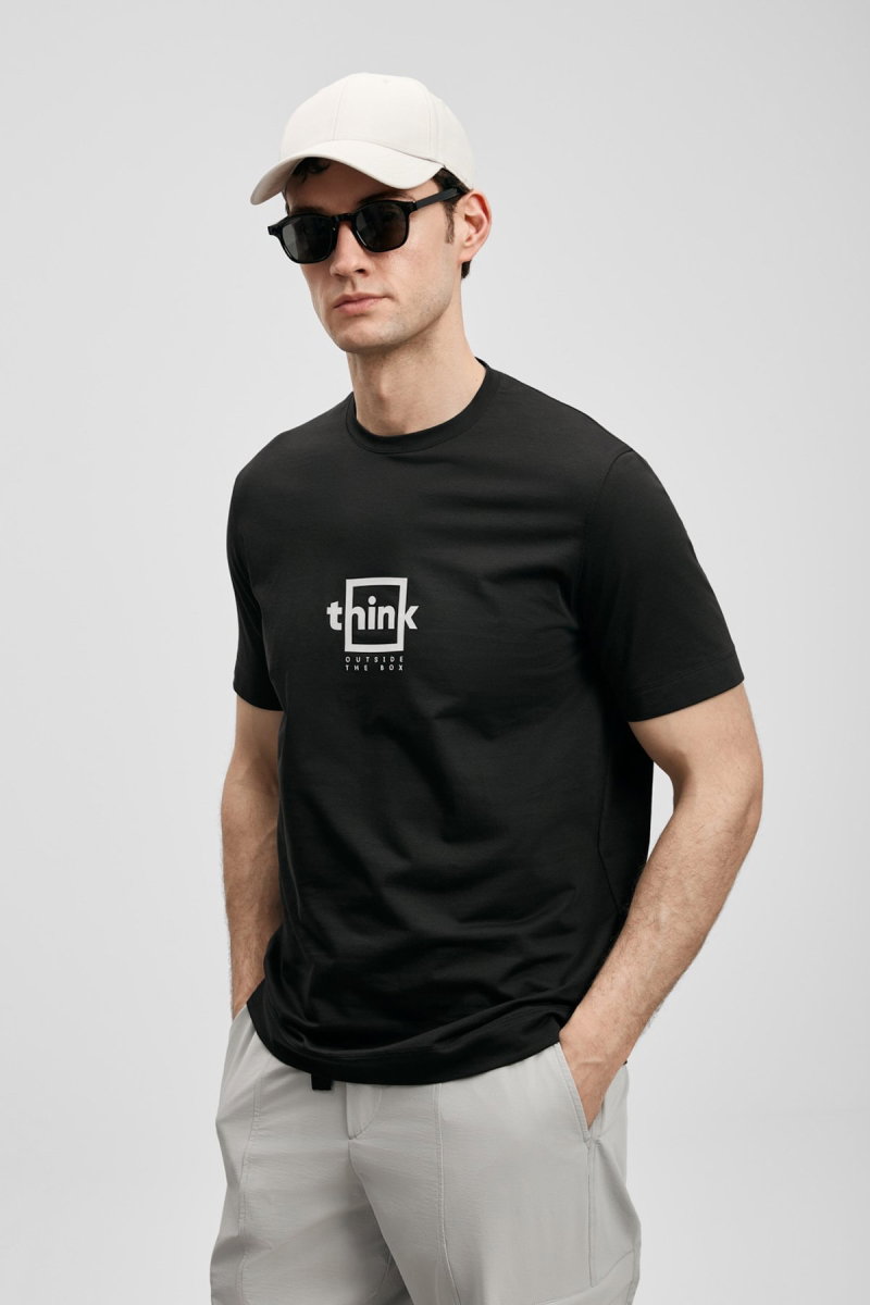 Lufian Erkek Thınk Modern Grafik T-Shirt 111020310 Siyah - 2