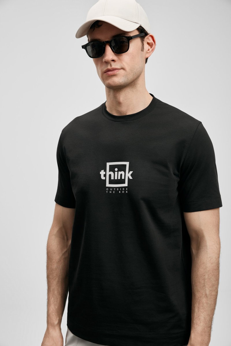 Lufian Erkek Thınk Modern Grafik T-Shirt 111020310 Siyah - 3