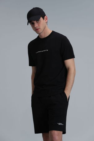 Lufian Erkek Tony Modern Grafik T-Shirt 111020190 Siyah 