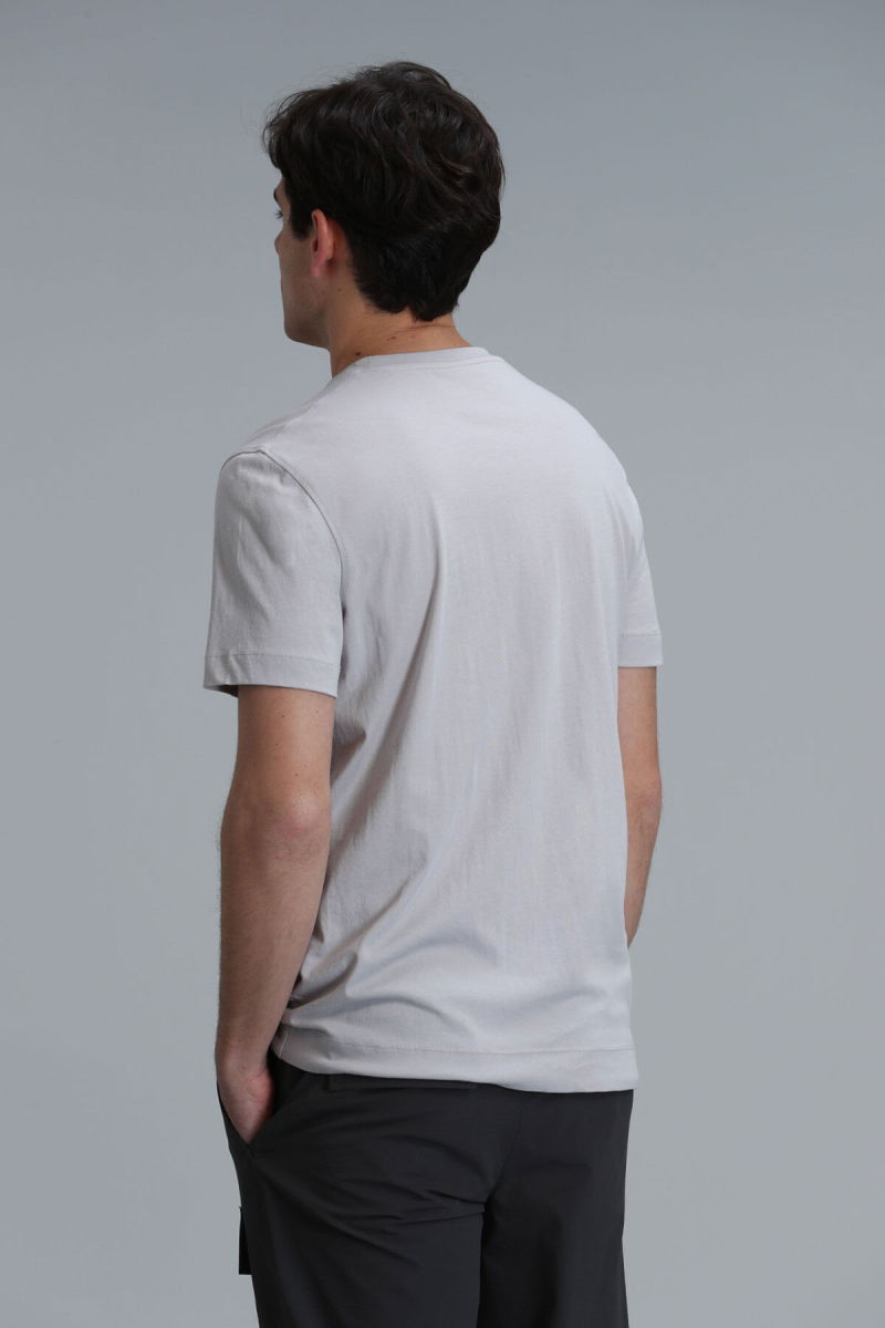 Lufian Erkek Tony Modern Grafik T-Shirt 111020190 Taş - 4