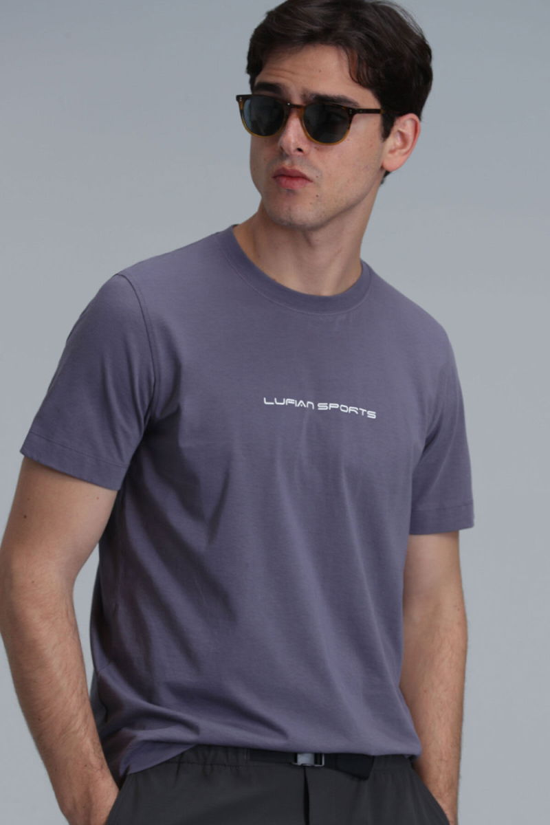 Lufian Erkek Tony Modern Grafik T-Shirt 111020190 Vizon - 1