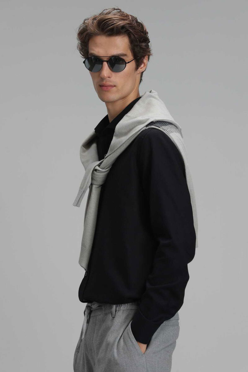 Lufian Erkek Vıana Basic Comfort Slim Fit Gömlek 112010565 Siyah - 3