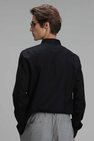 Lufian Erkek Vıana Basic Comfort Slim Fit Gömlek 112010565 Siyah - 5