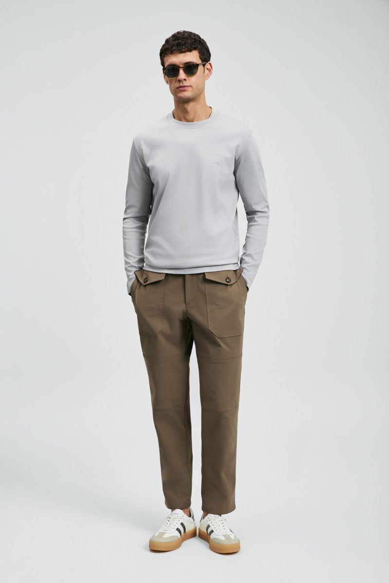 Lufian Erkek Vıctor Bisiklet Yaka Uzun Kollu T-Shirt 112020056 Gri - 2