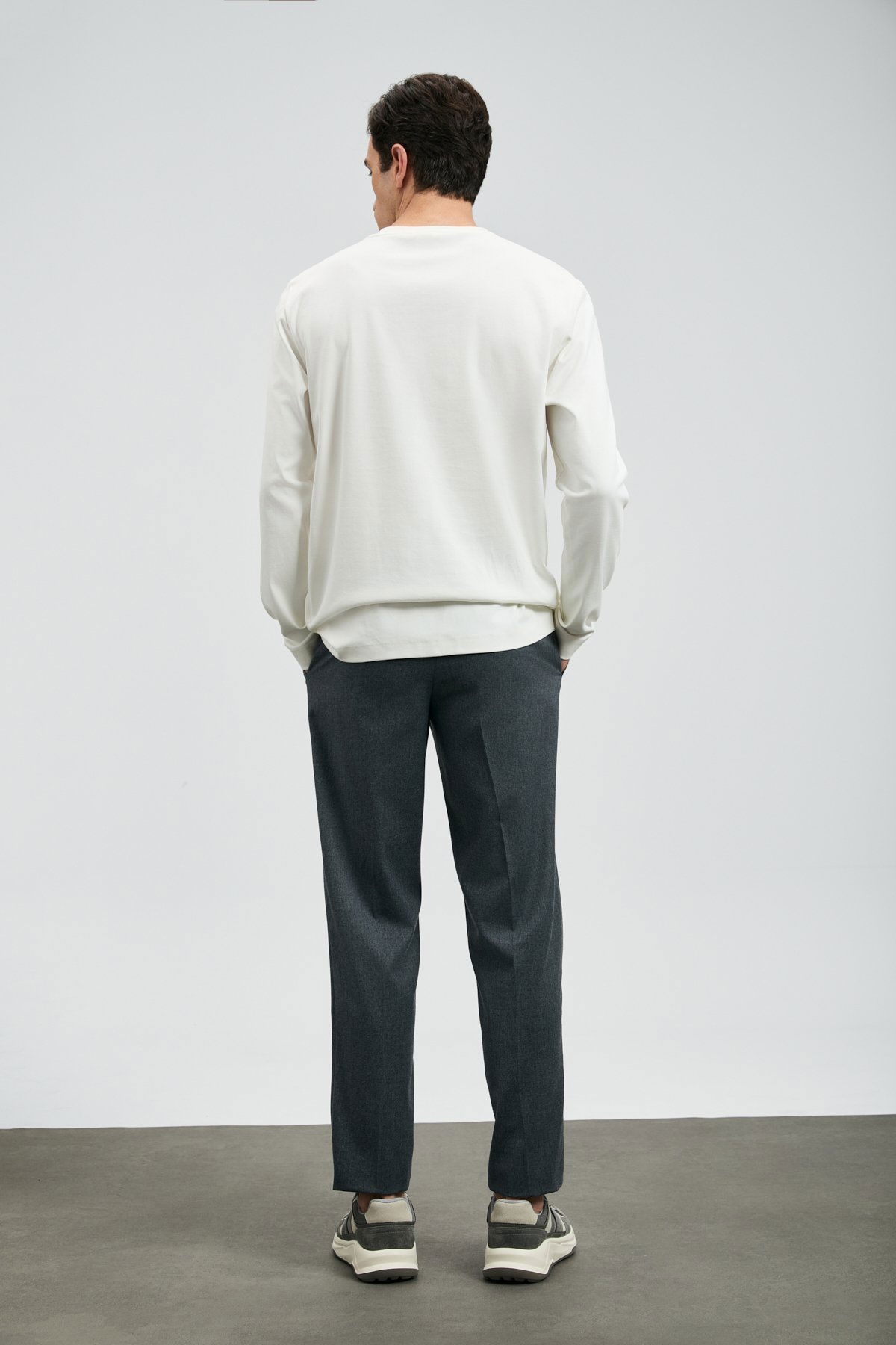 Lufian Erkek Vıctor Bisiklet Yaka Uzun Kollu T-Shirt 112020056 Kırık Beyaz - 4