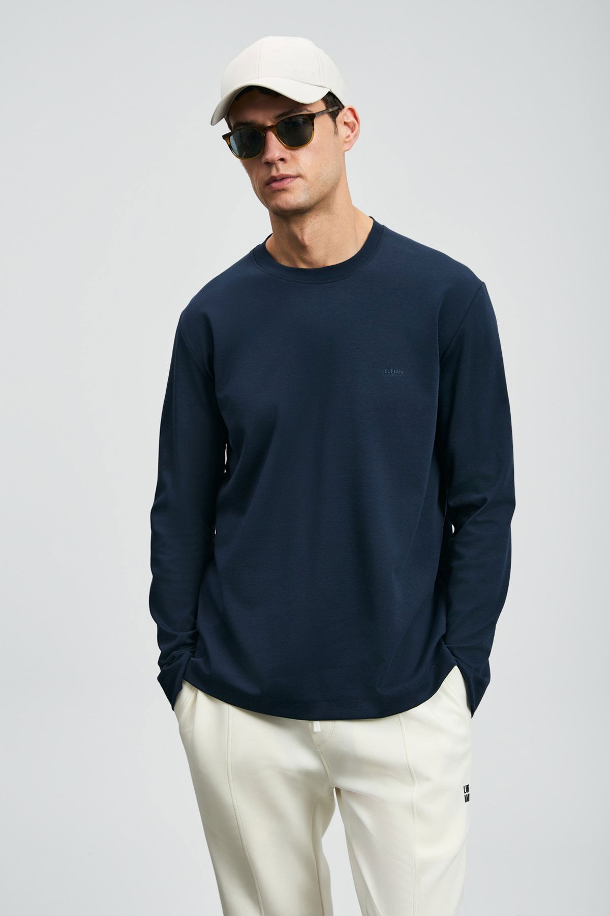 Lufian Erkek Vıctor Bisiklet Yaka Uzun Kollu T-Shirt 112020056 Koyu Lacivert - 2