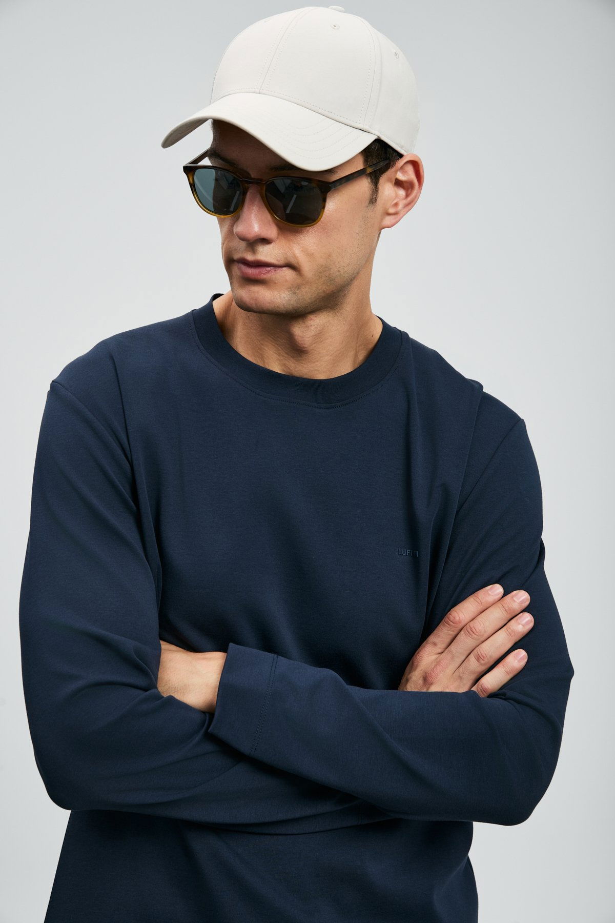 Lufian Erkek Vıctor Bisiklet Yaka Uzun Kollu T-Shirt 112020056 Koyu Lacivert - 3