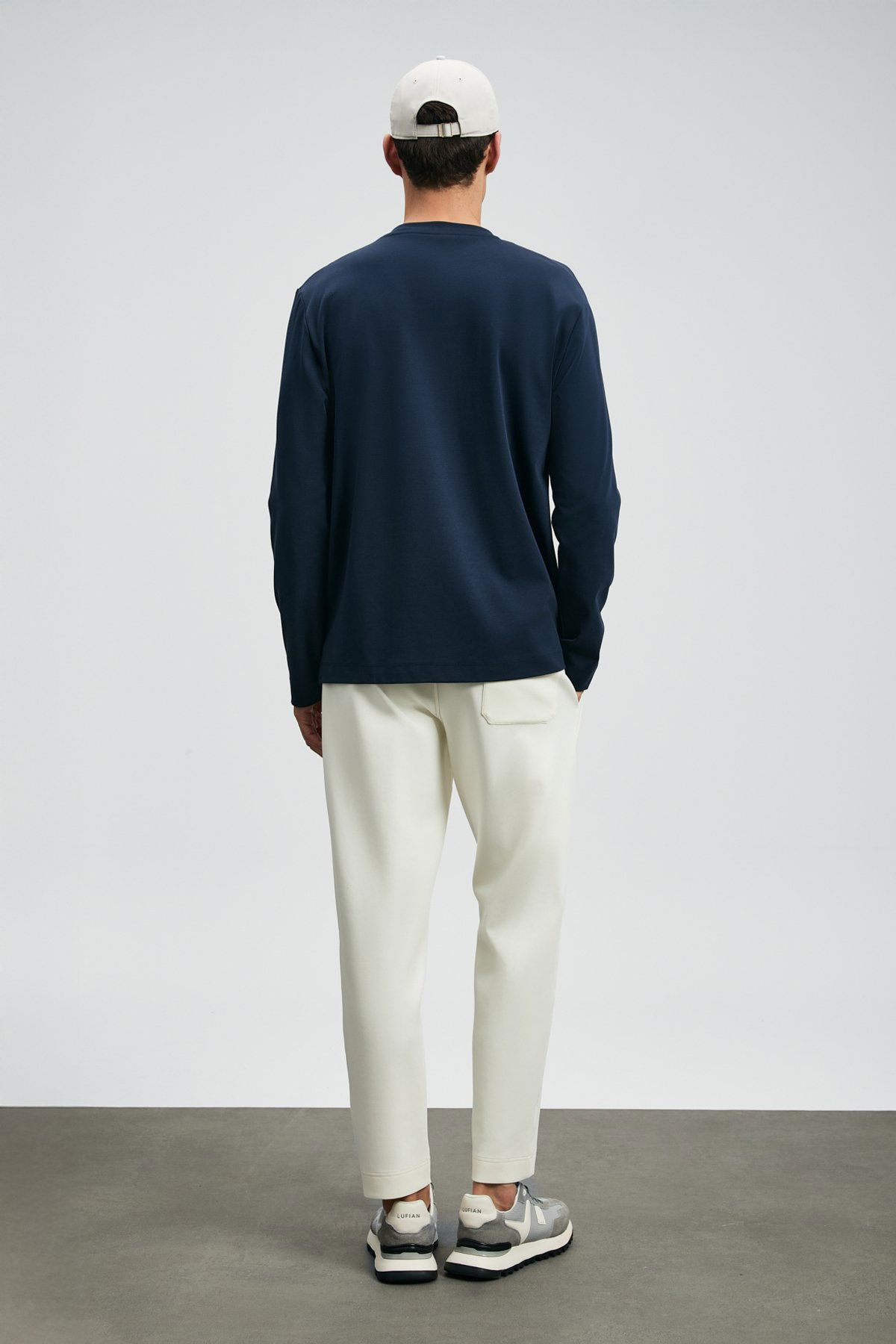 Lufian Erkek Vıctor Bisiklet Yaka Uzun Kollu T-Shirt 112020056 Koyu Lacivert - 4