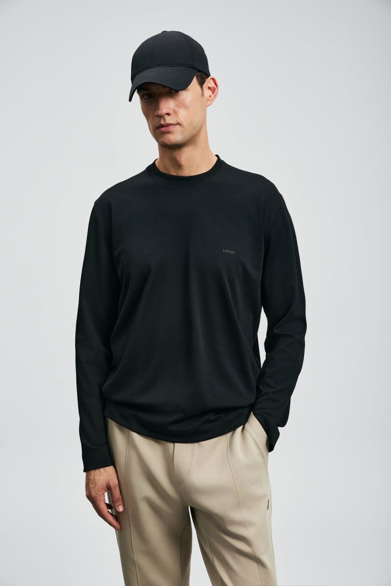 Lufian Erkek Vıctor Bisiklet Yaka Uzun Kollu T-Shirt 112020056 Siyah - Lufian
