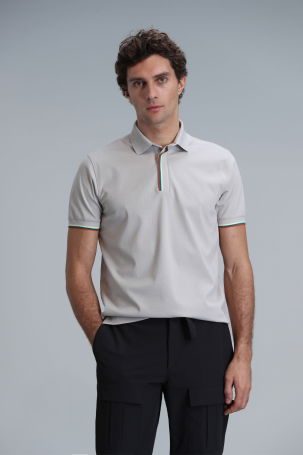 Lufian Erkek Warm Smart Polo T-Shirt 111040182 Taş - 1