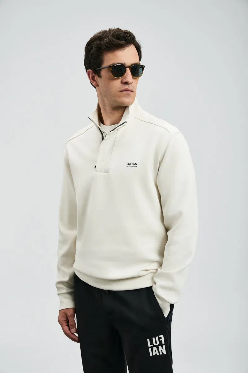 Lufian Erkek Wonder Sweatshirt 112030185 Ekru - Lufian