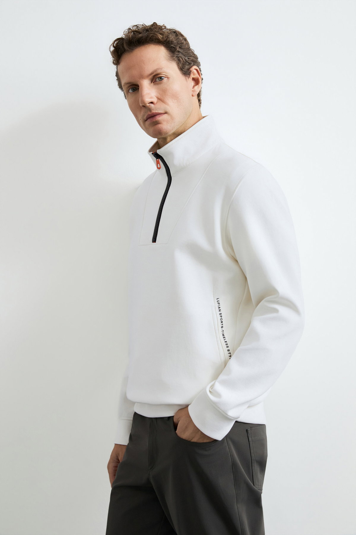 Lufian Erkek Wyatt Sweatshirt Kırık Beyaz - 1